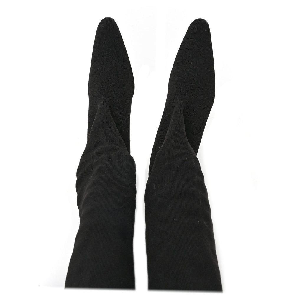 Balenciaga Crepe Jersey Pointed Toe Knife Thigh High Boots 40 Black