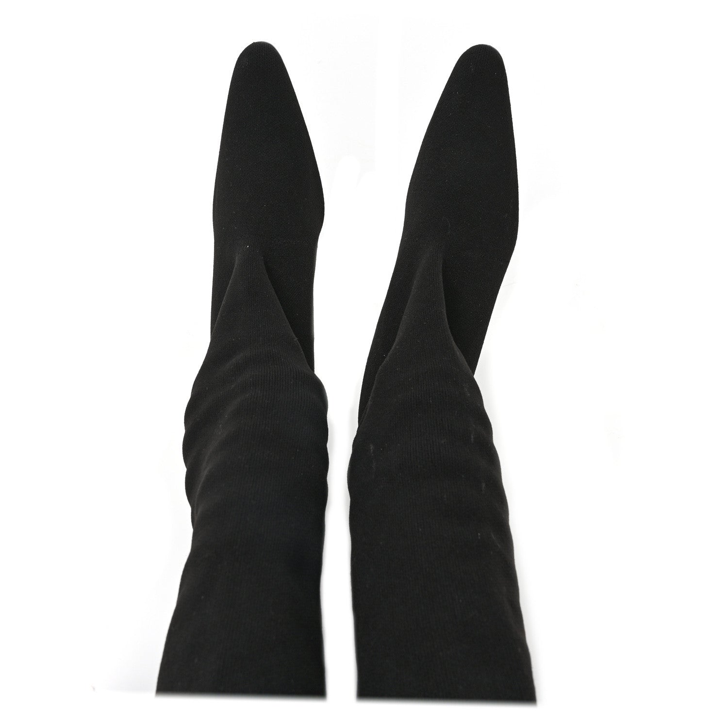 Balenciaga Crepe Jersey Pointed Toe Knife Thigh High Boots 40 Black