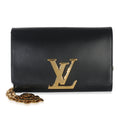 Louis Vuitton Black Calfskin Leather Chain Louise Clutch MM