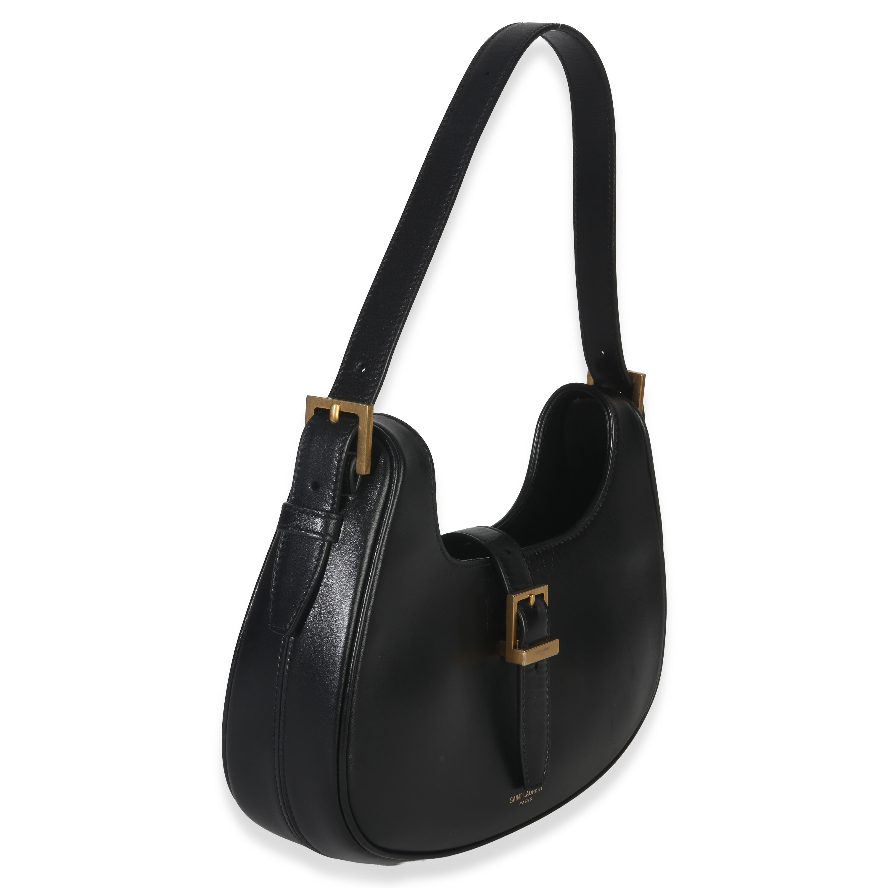 Saint Laurent Black Smooth Calfskin Le Fermoir Hobo