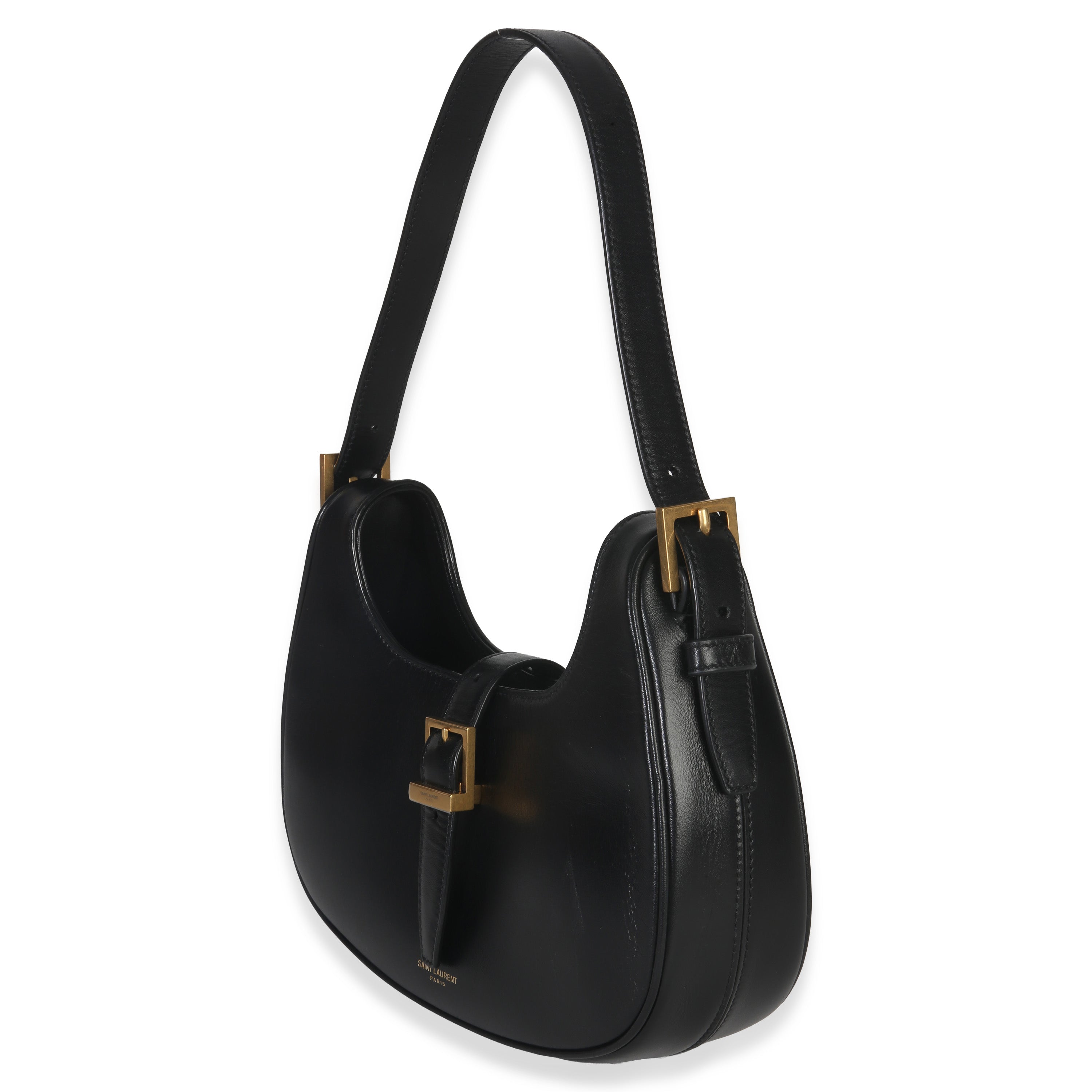 Saint Laurent Black Smooth Calfskin Le Fermoir Hobo