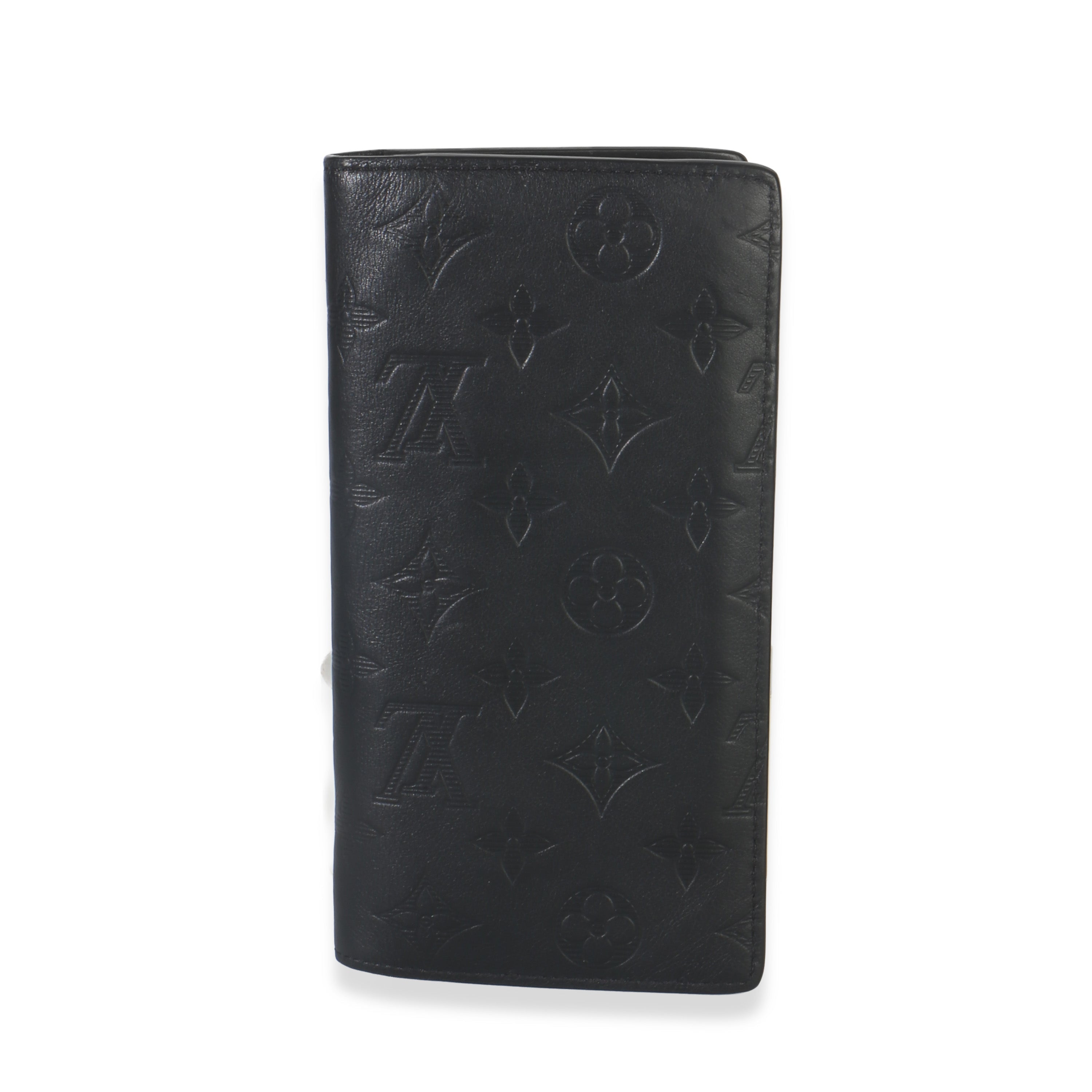 Louis Vuitton Black Monogram Shadow Calfskin Brazza Wallet