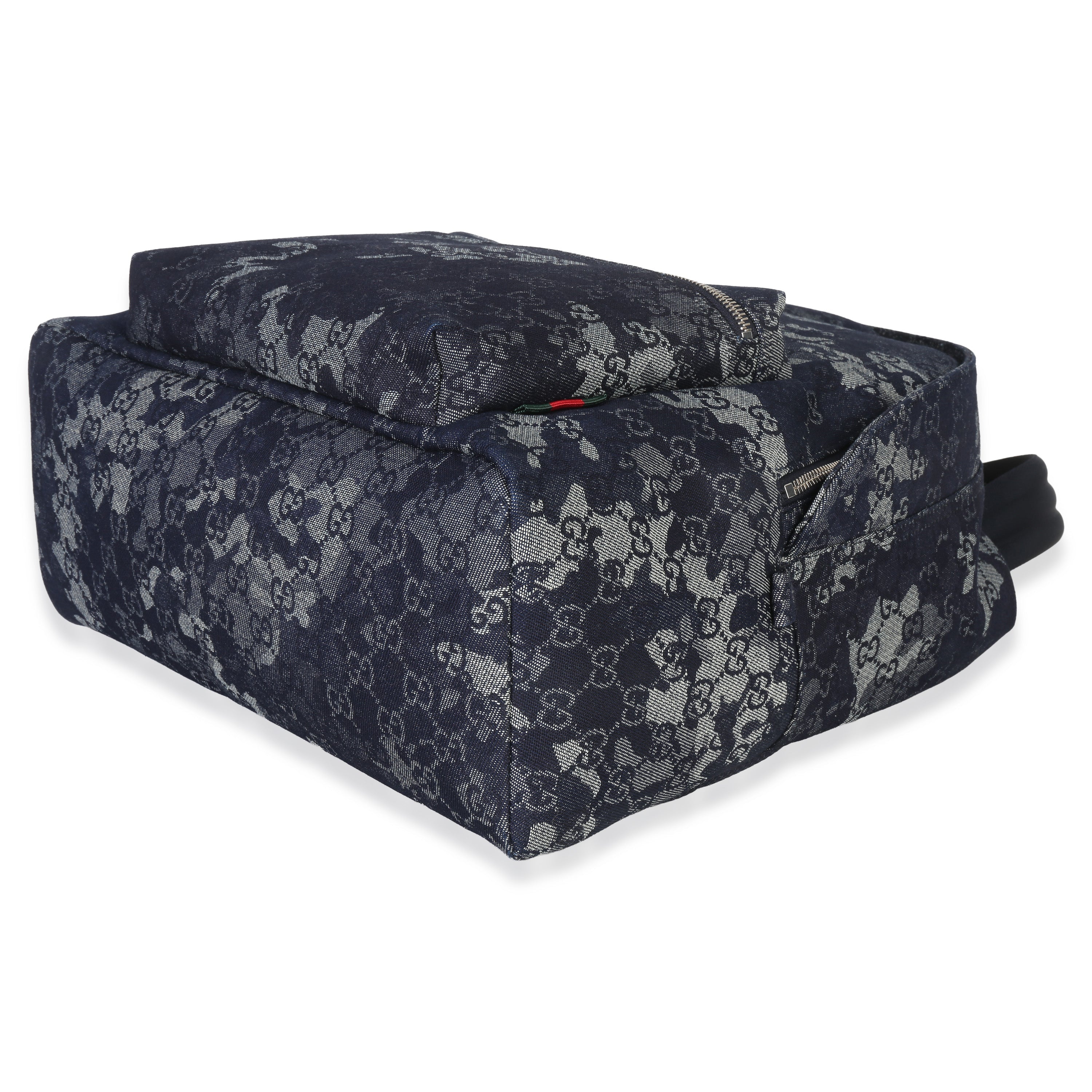 Gucci Navy Jacquard Denim GG Monogram Backpack