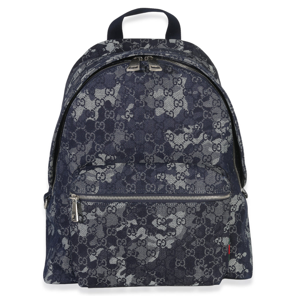 Gucci Navy Jacquard Denim GG Monogram Backpack