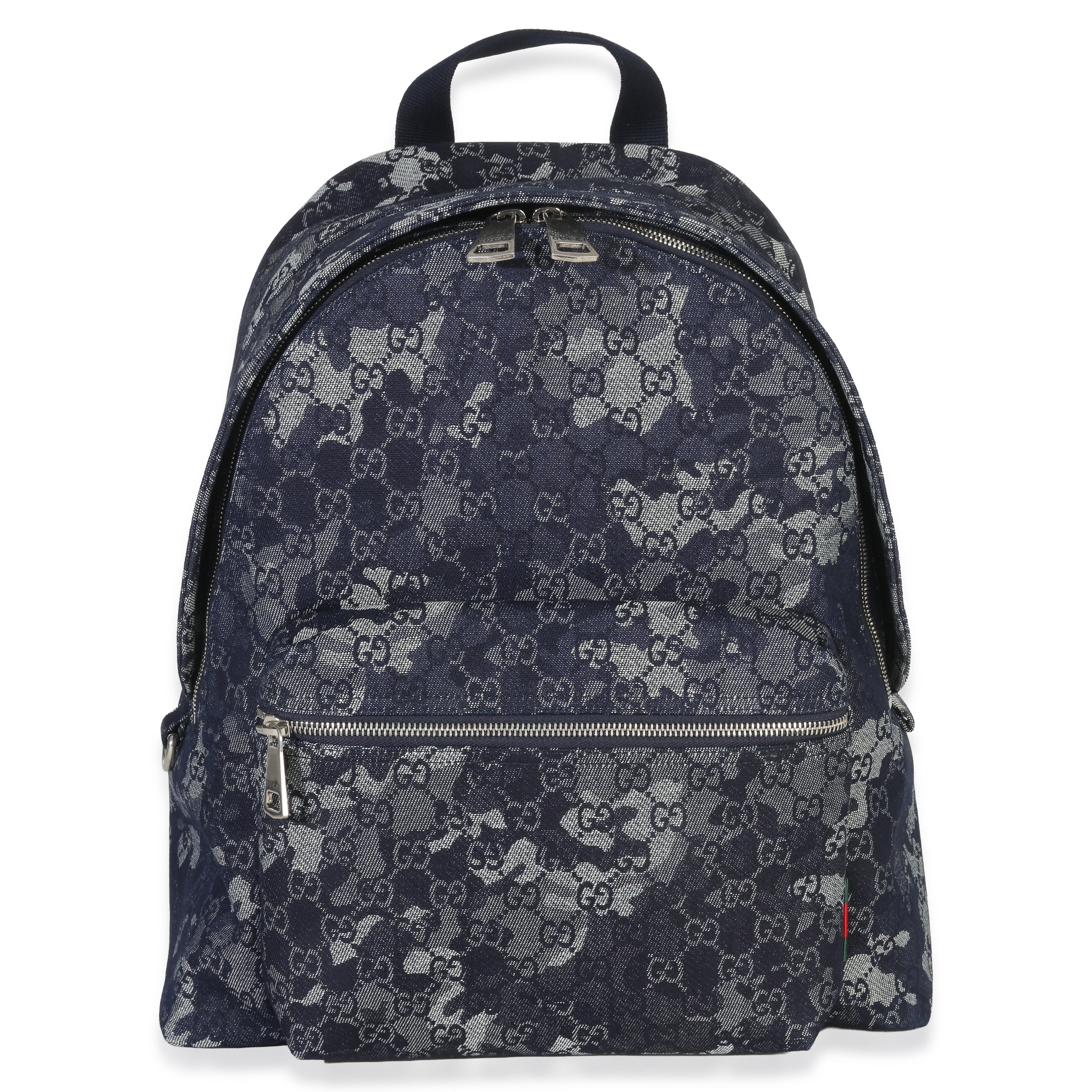 Gucci Navy Jacquard Denim GG Monogram Backpack