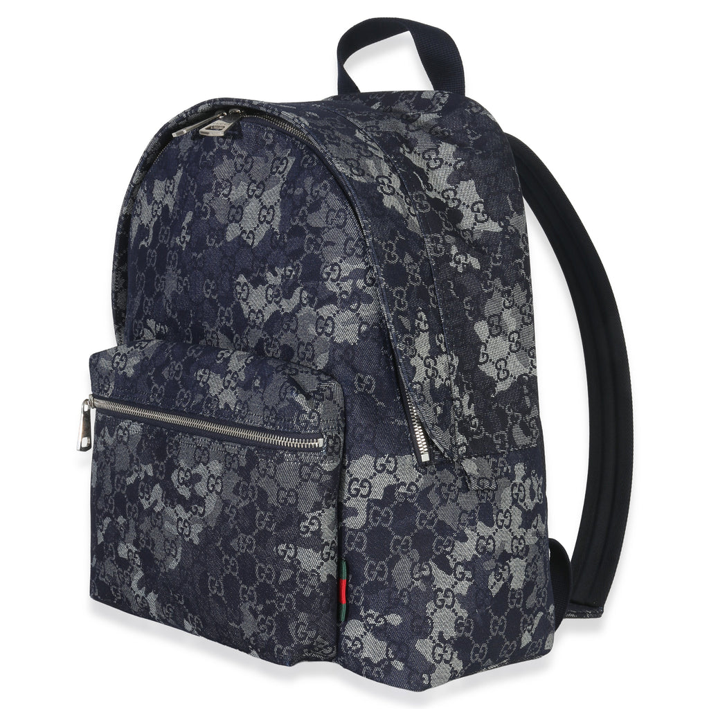 Gucci Navy Jacquard Denim GG Monogram Backpack
