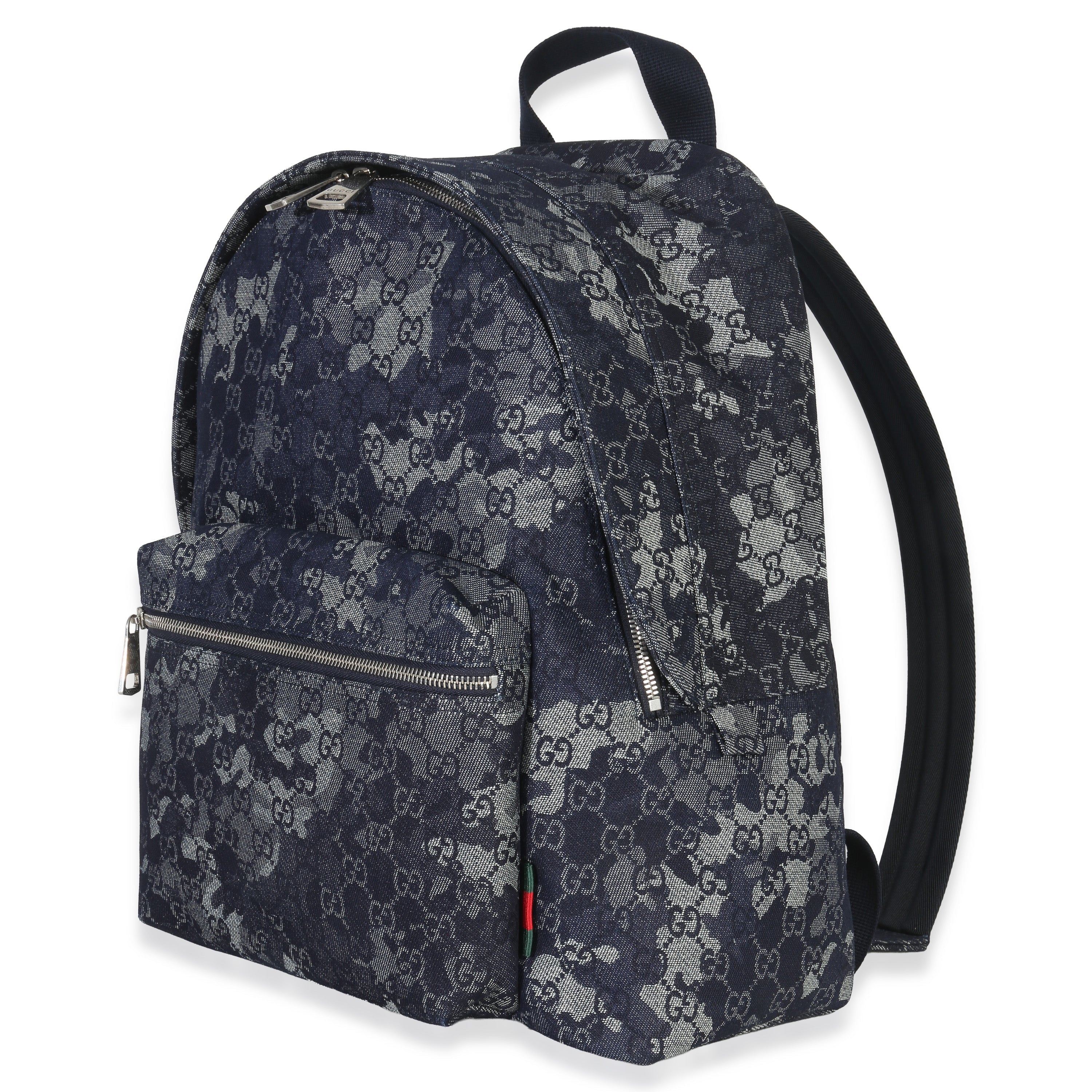 Gucci Navy Jacquard Denim GG Monogram Backpack