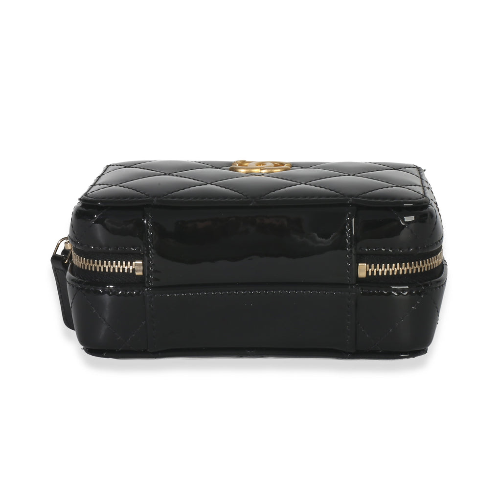 Chanel Black Quilted Patent Mini Vanity Chain Bag