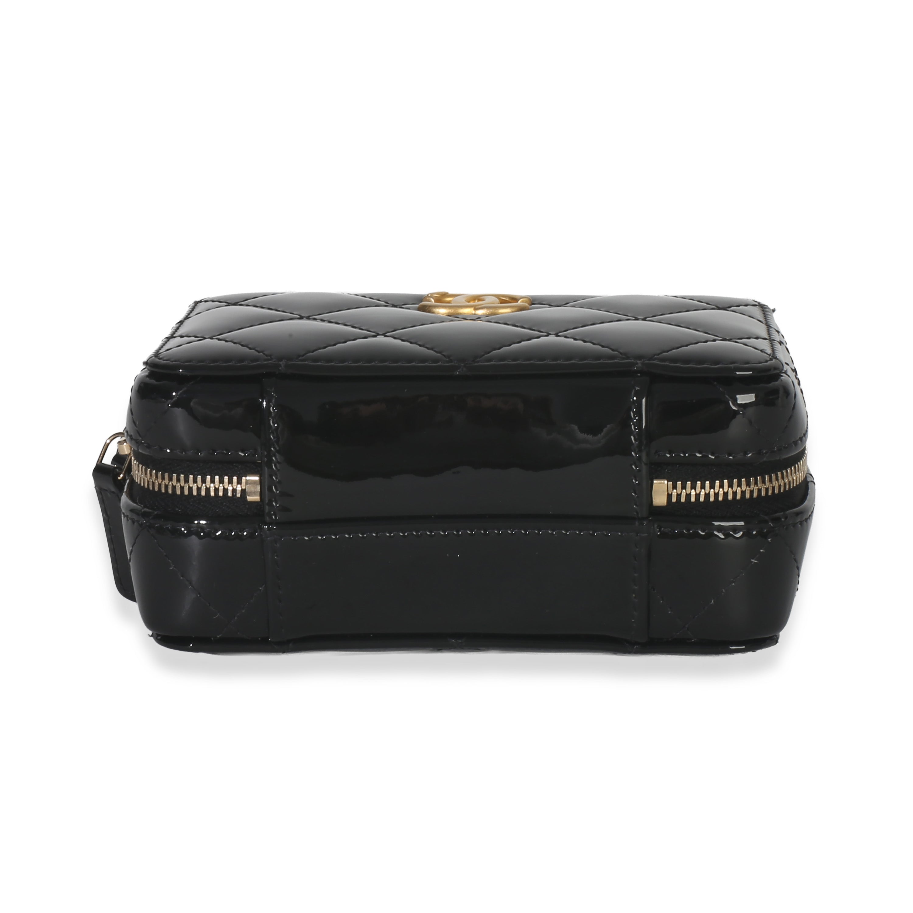 Chanel Black Quilted Patent Mini Vanity Chain Bag