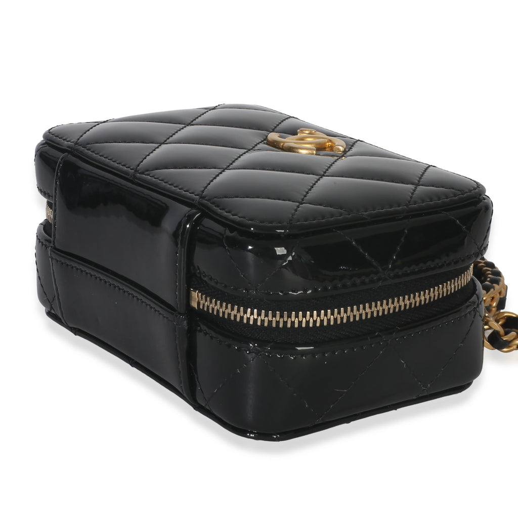 Chanel Black Quilted Patent Mini Vanity Chain Bag