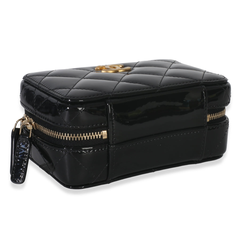 Chanel Black Quilted Patent Mini Vanity Chain Bag