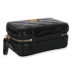 Chanel Black Quilted Patent Mini Vanity Chain Bag