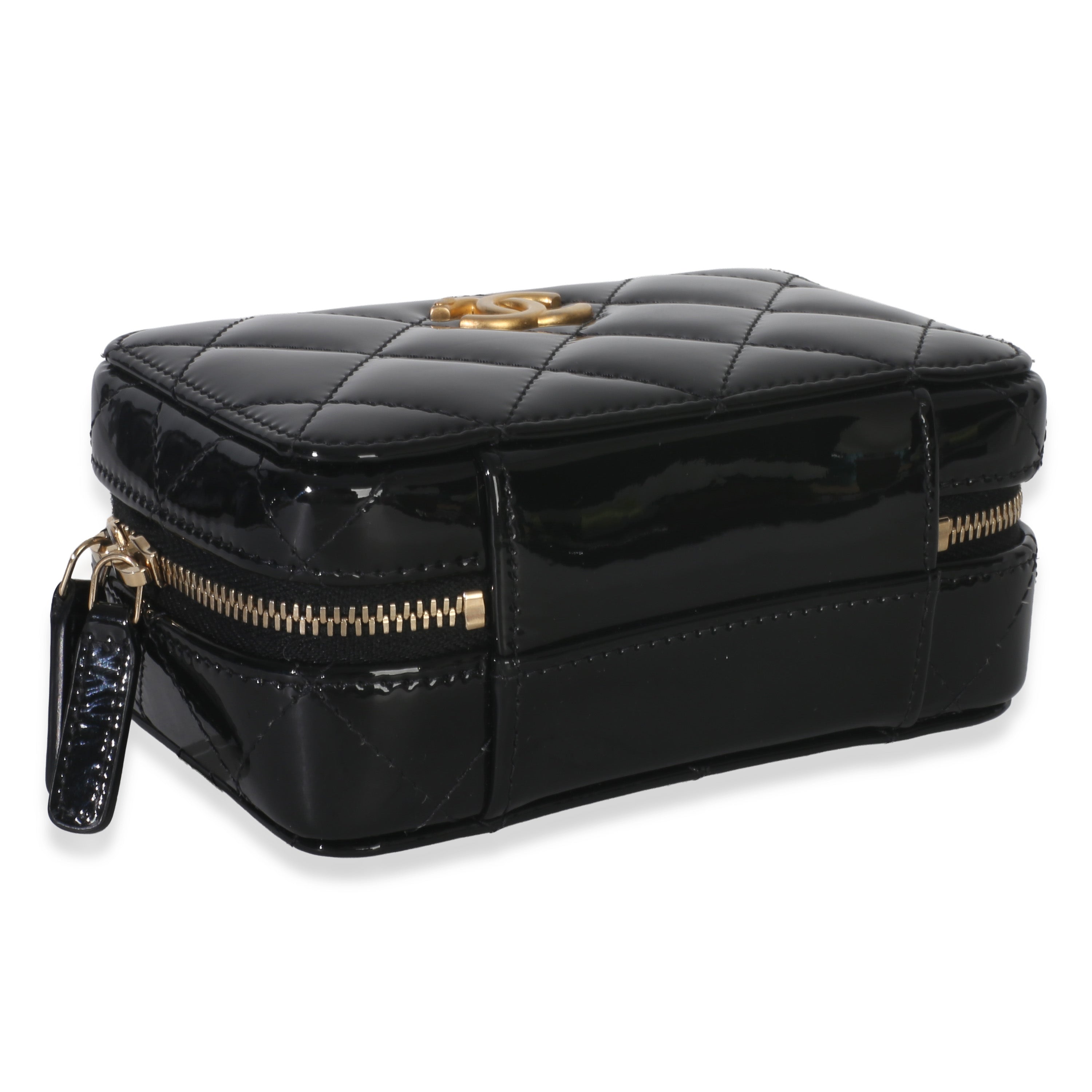 Chanel Black Quilted Patent Mini Vanity Chain Bag