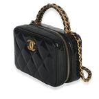 Chanel Black Quilted Patent Mini Vanity Chain Bag