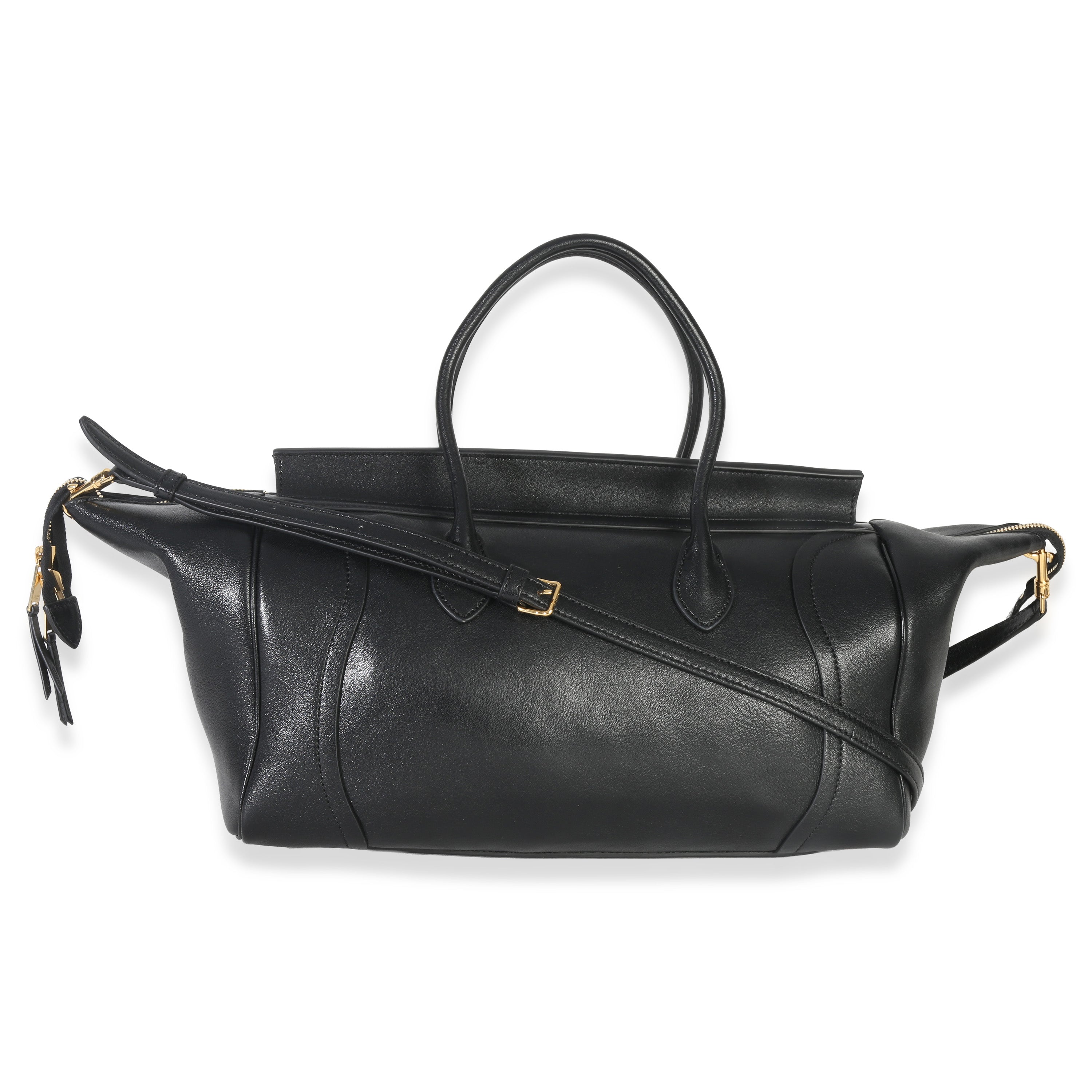 Black Supple Shiny Lambskin Medium New Luggage