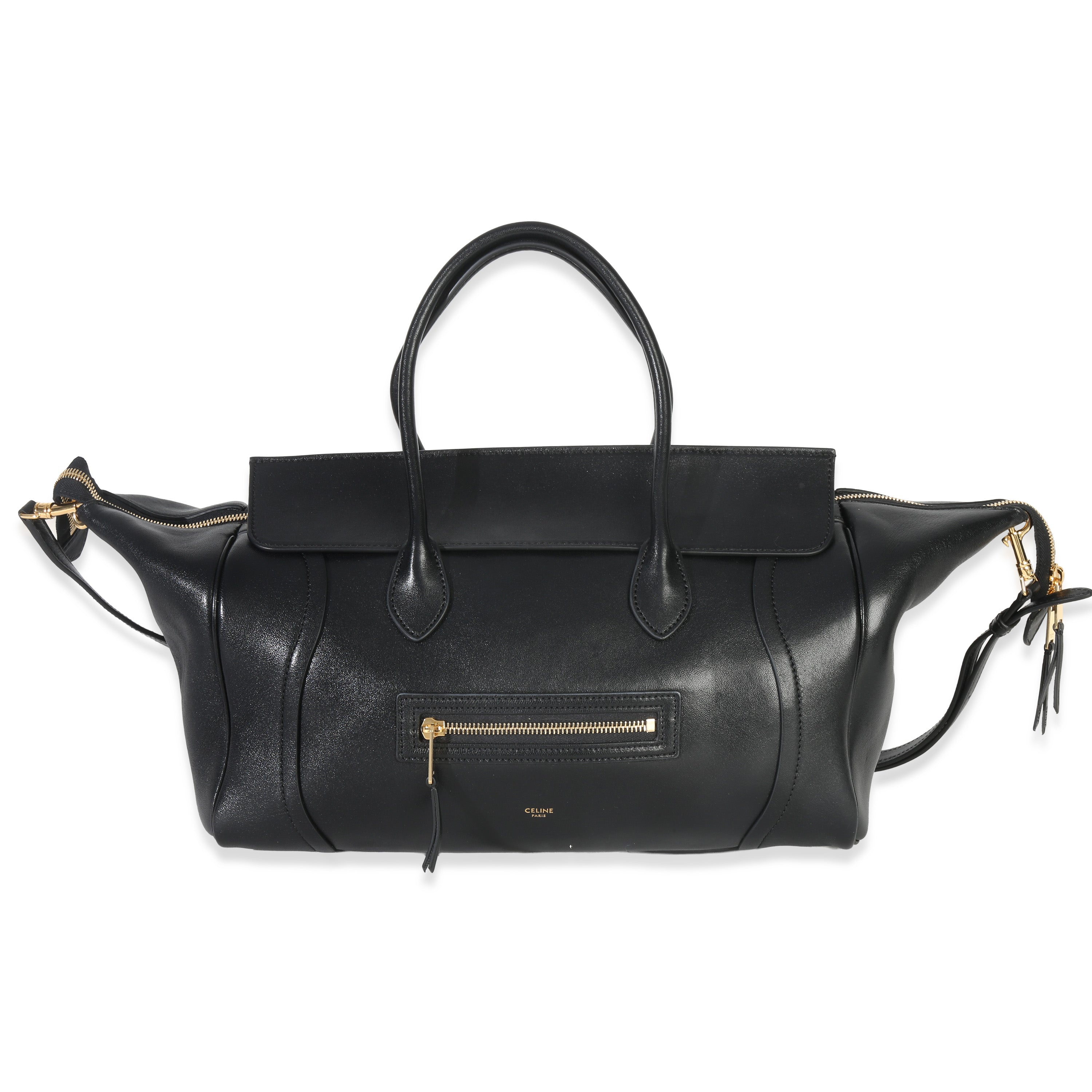 Black Supple Shiny Lambskin Medium New Luggage