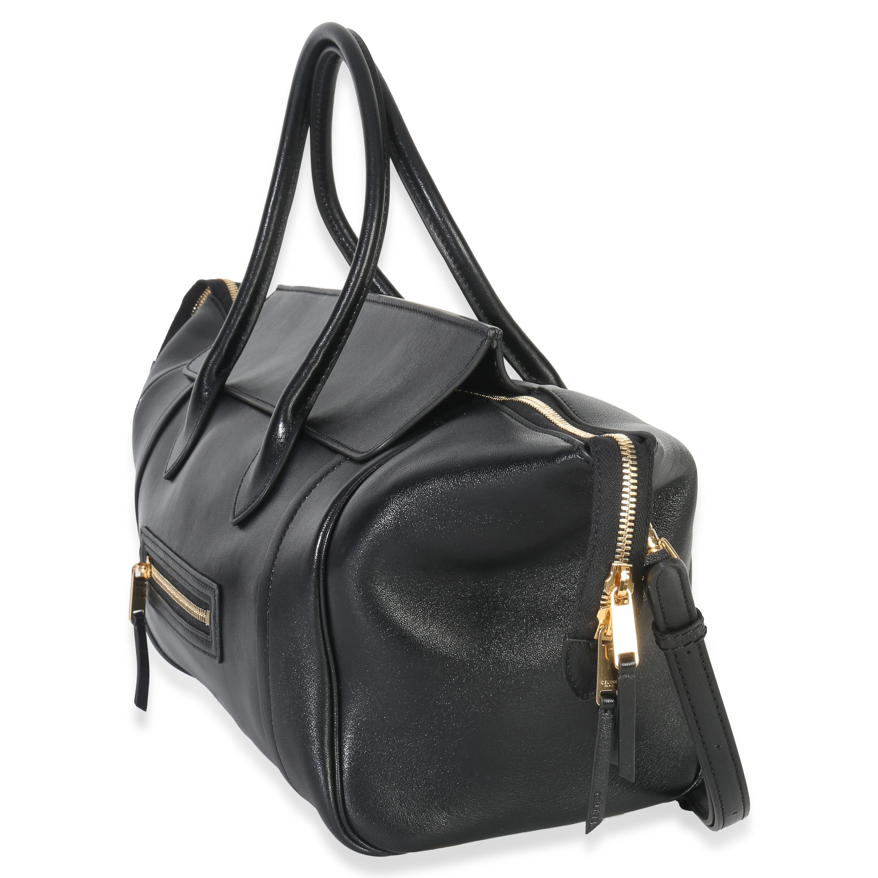 Black Supple Shiny Lambskin Medium New Luggage