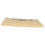 Beige Raffia Sequin Logo Clutch