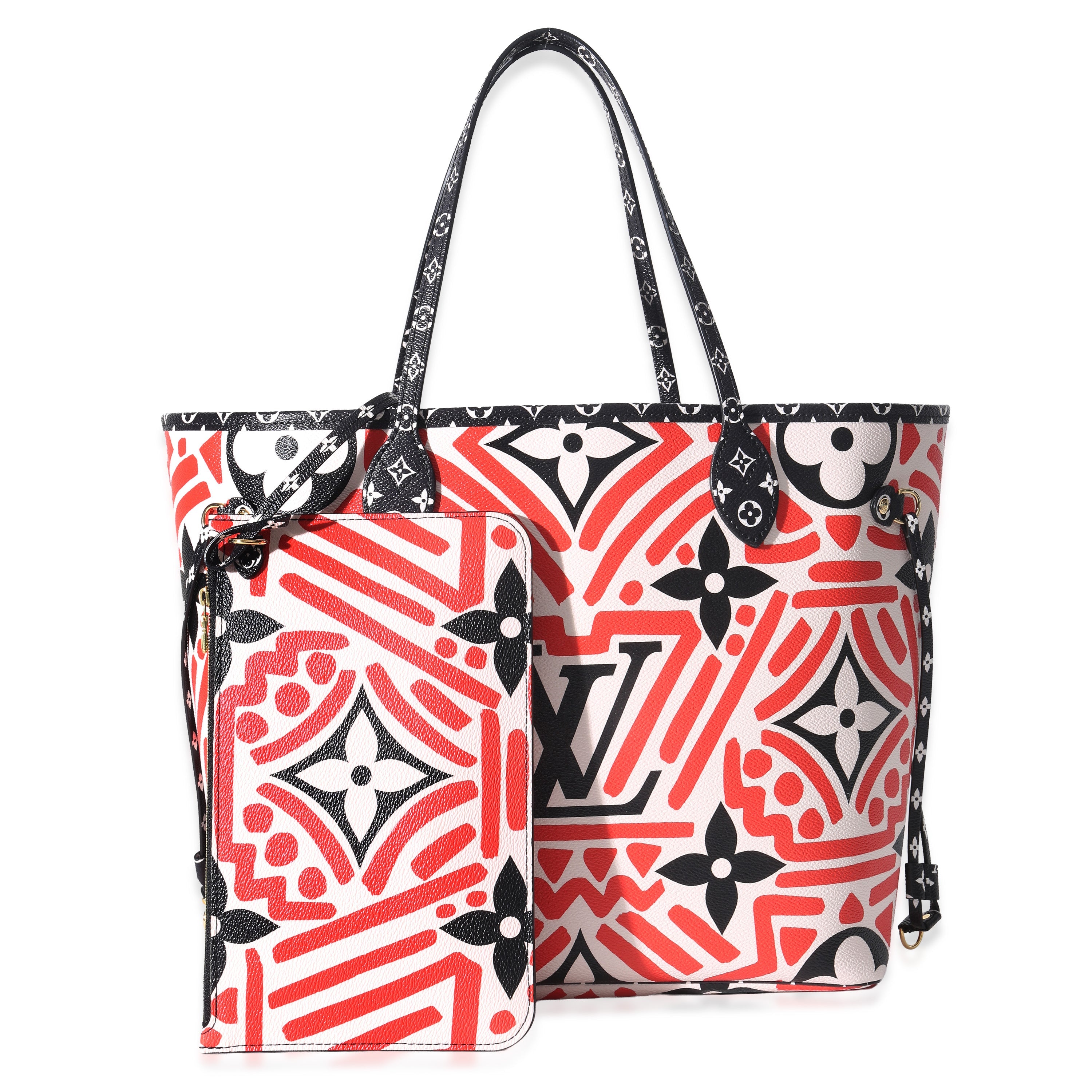 Louis Vuitton Creme Rouge Black Monogram Giant Crafty Canvas Neverfull MM