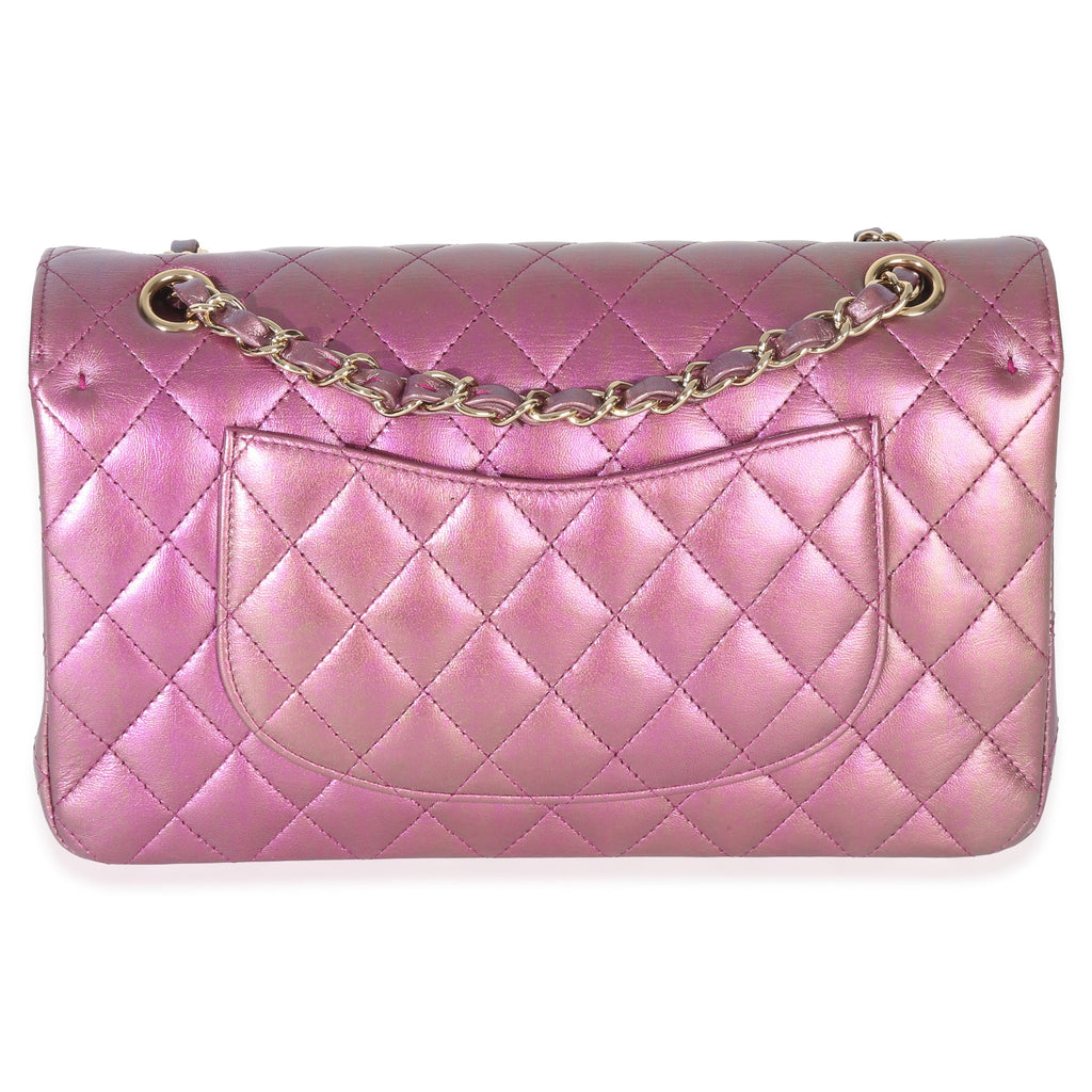 Chanel Dark Pink Iridescent Quilted Lambskin Medium Classic Double Flap Bag