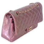 Chanel Dark Pink Iridescent Quilted Lambskin Medium Classic Double Flap Bag