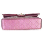 Chanel Dark Pink Iridescent Quilted Lambskin Medium Classic Double Flap Bag