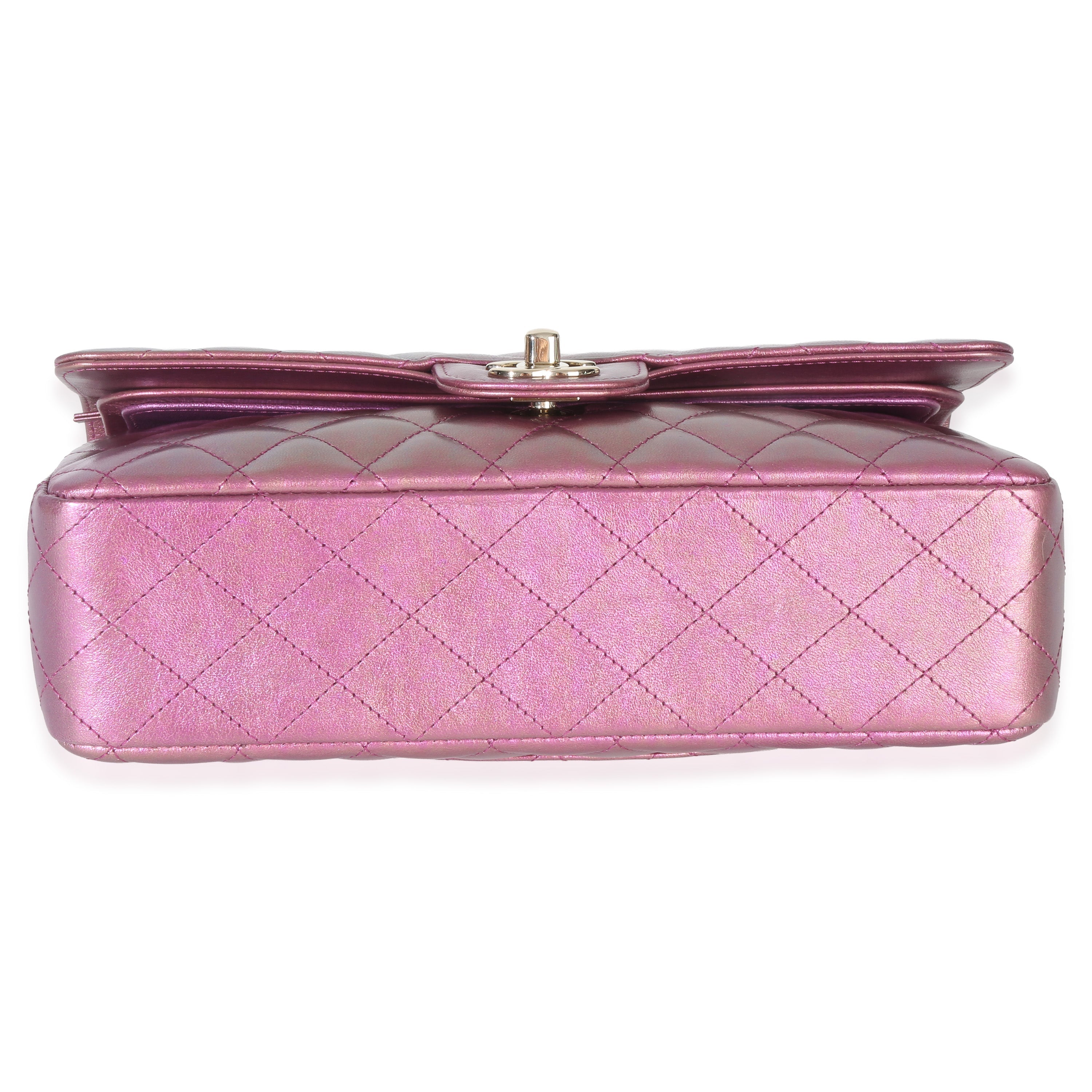 Chanel Dark Pink Iridescent Quilted Lambskin Medium Classic Double Flap Bag