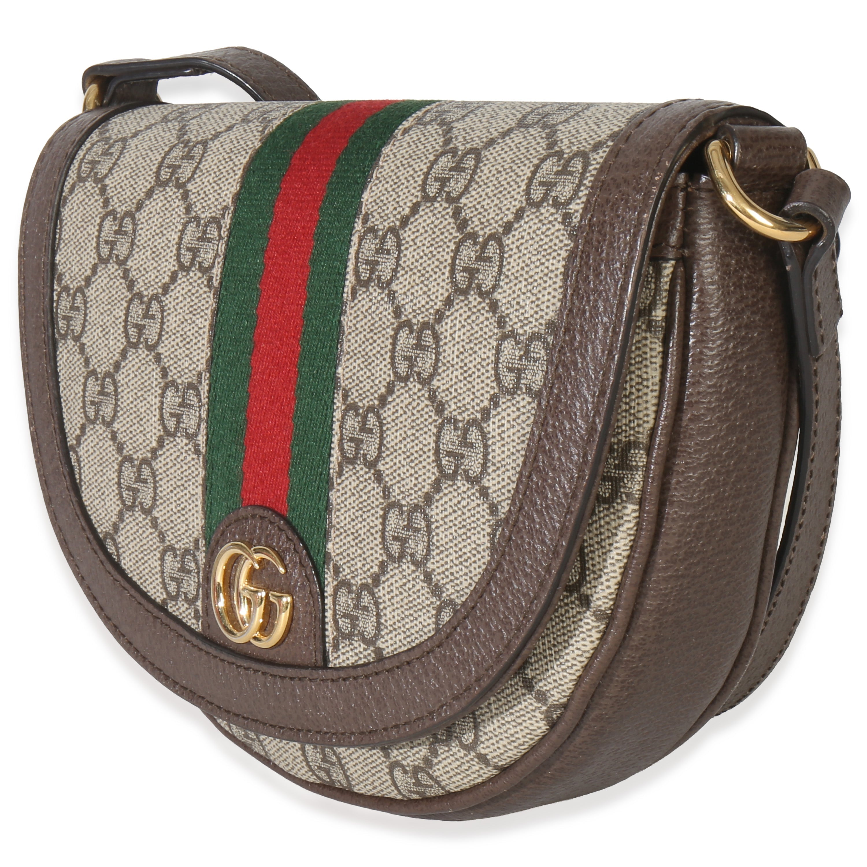 Gucci Beige GG Supreme Canvas Ophidia GG Curved Flap Bag