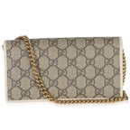 Gucci White GG Supreme Monogram Azalea Calfskin Horsebit 1955 Wallet On Chain