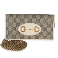 Gucci White GG Supreme Monogram Azalea Calfskin Horsebit 1955 Wallet On Chain