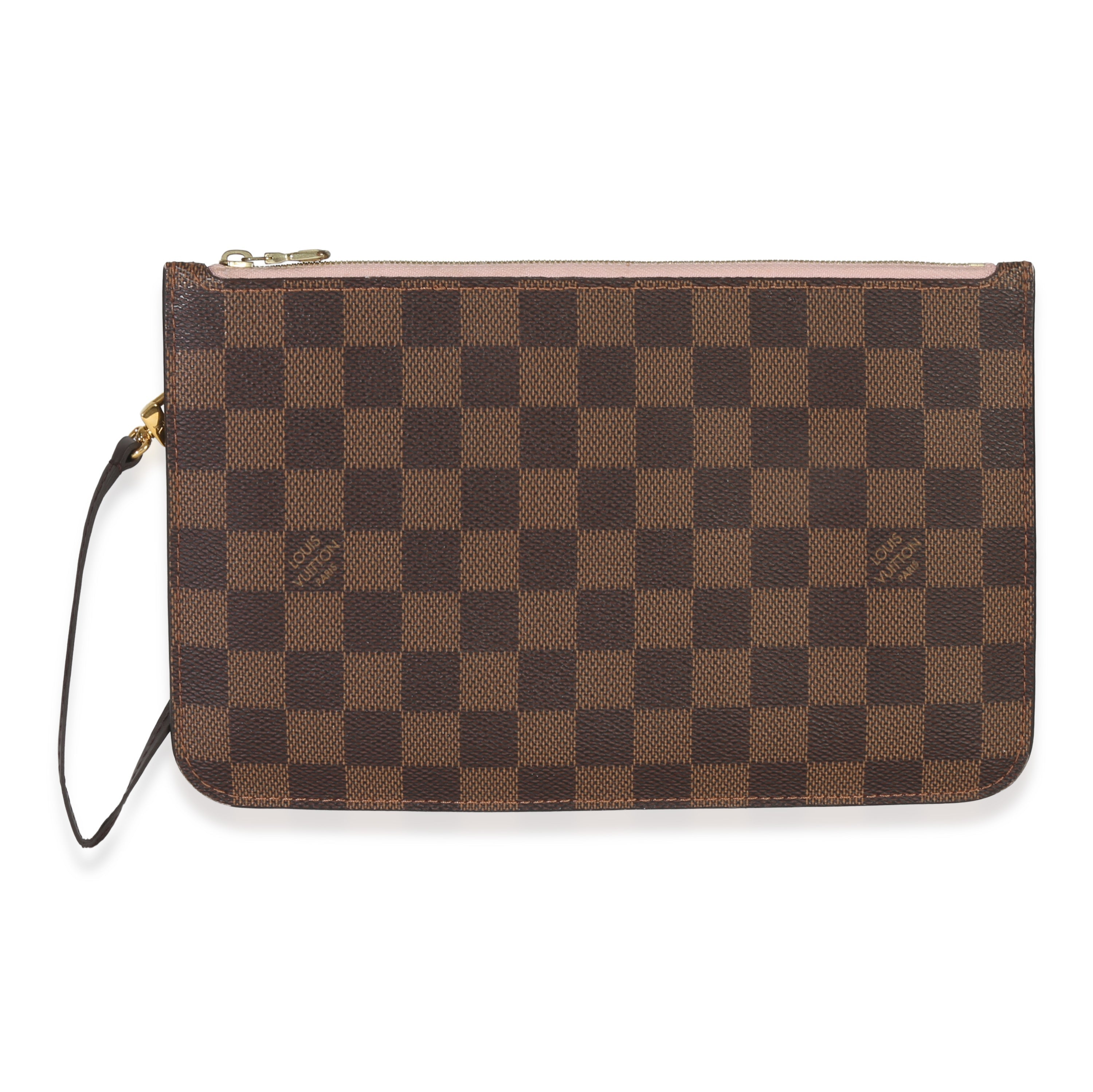 Louis Vuitton Rose Ballerine Damier Ebene Canvas Neverfull Pouch