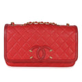Chanel Red Quilted Caviar Medium Filigree Flap Handbag