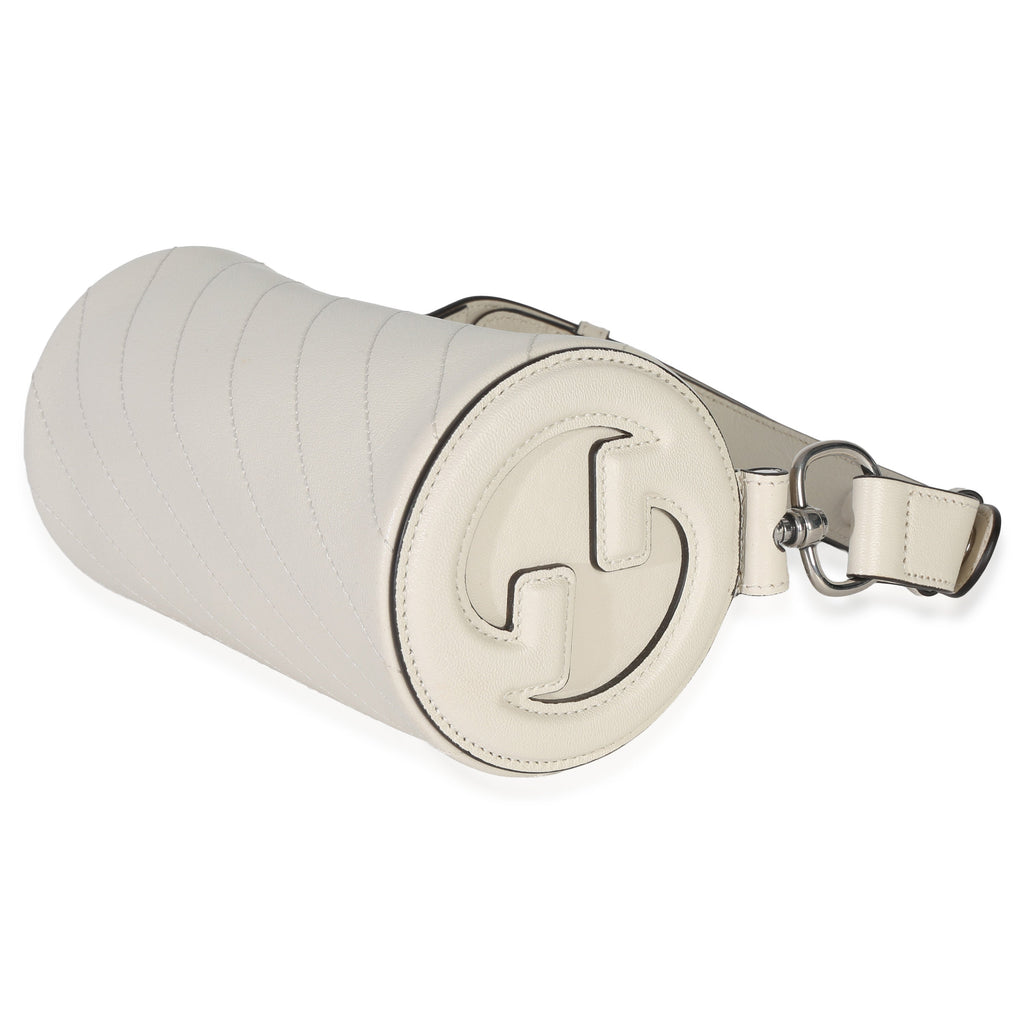 Gucci White Diagonal Quilted Calfskin Mini Blondie Barrel Bag