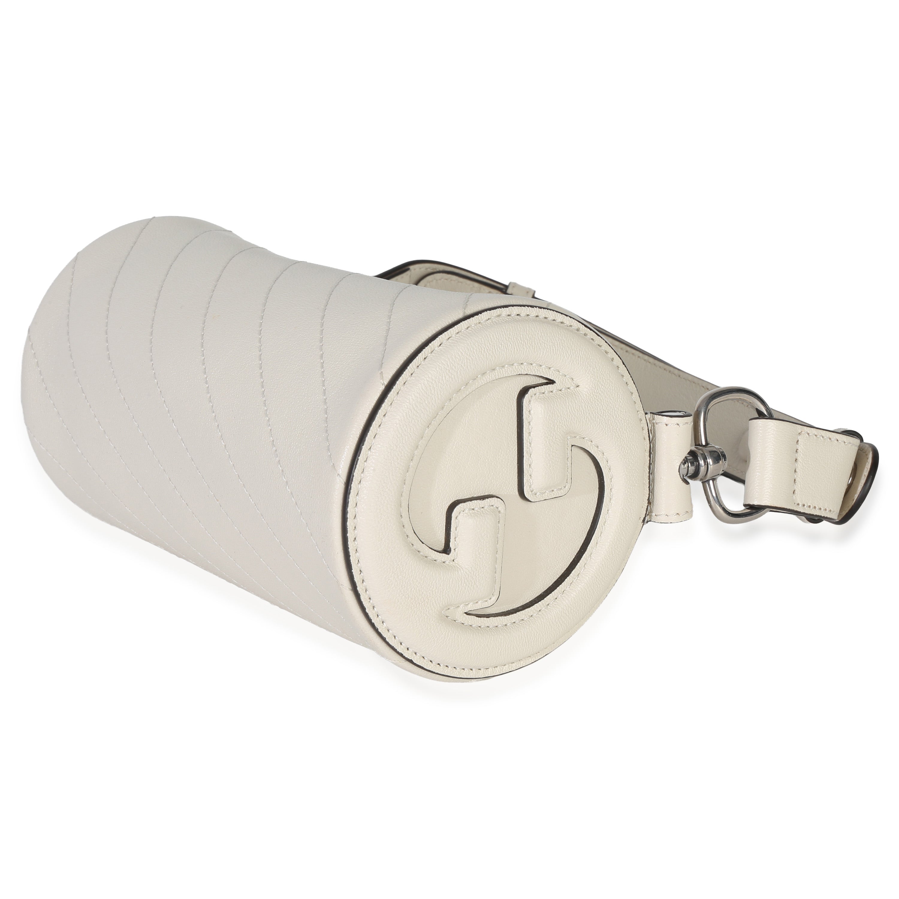 Gucci White Diagonal Quilted Calfskin Mini Blondie Barrel Bag