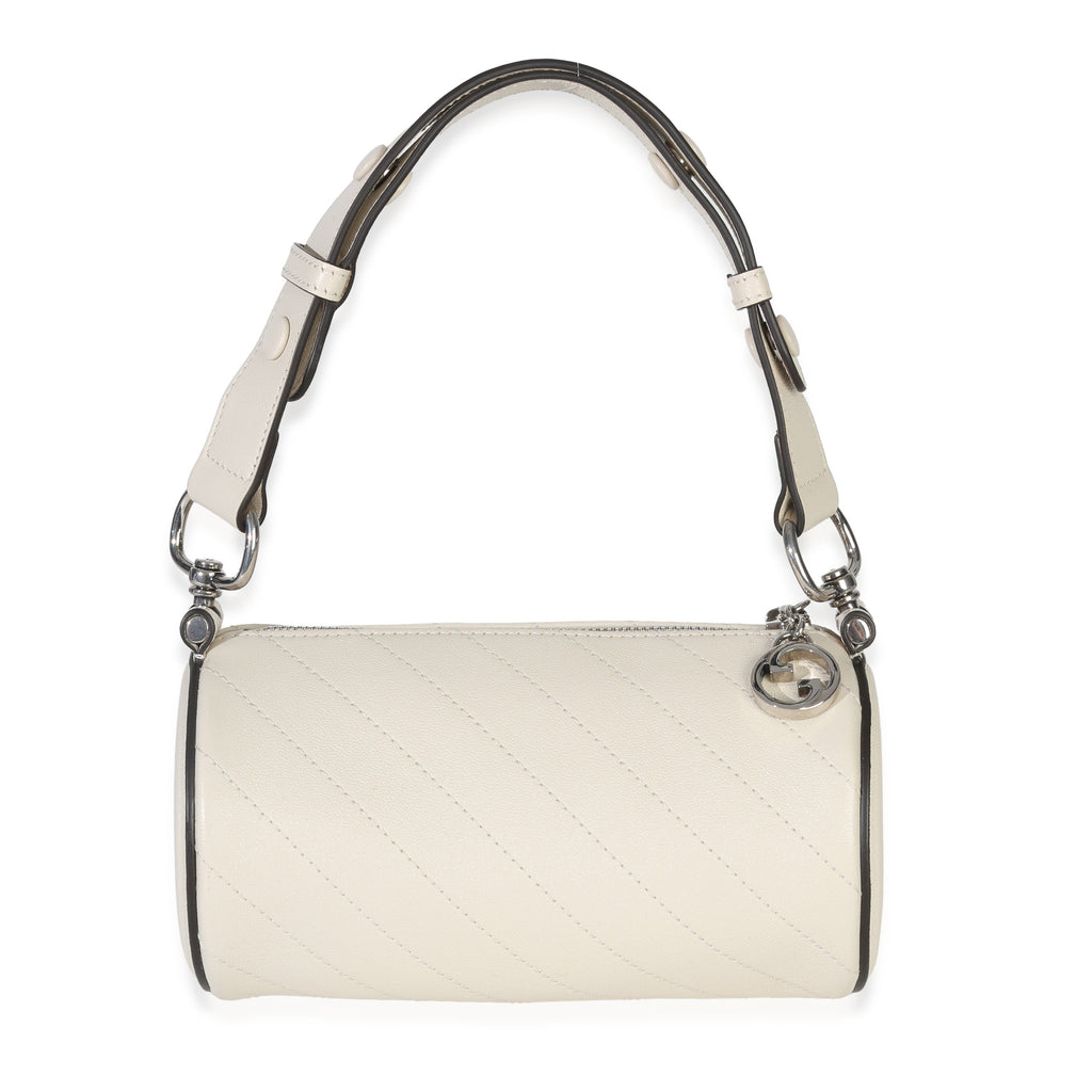 Gucci White Diagonal Quilted Calfskin Mini Blondie Barrel Bag
