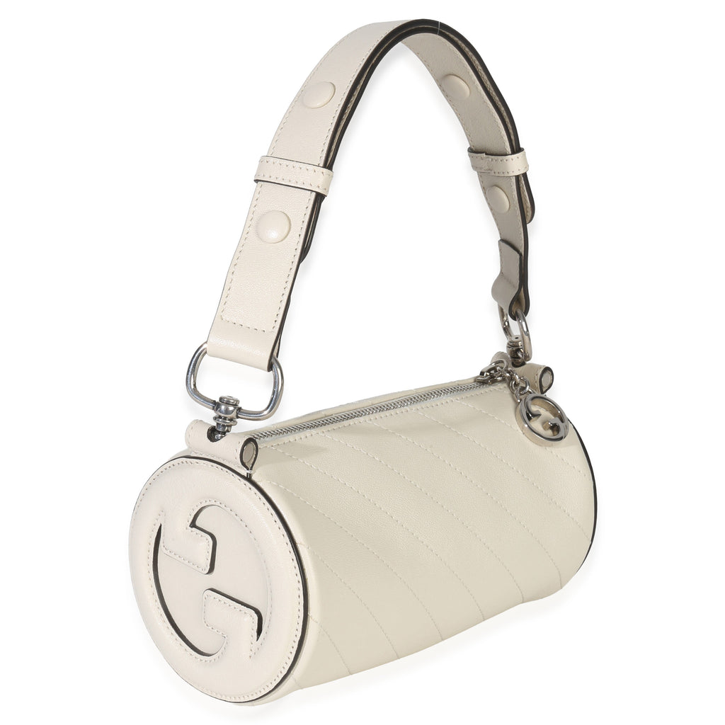Gucci White Diagonal Quilted Calfskin Mini Blondie Barrel Bag