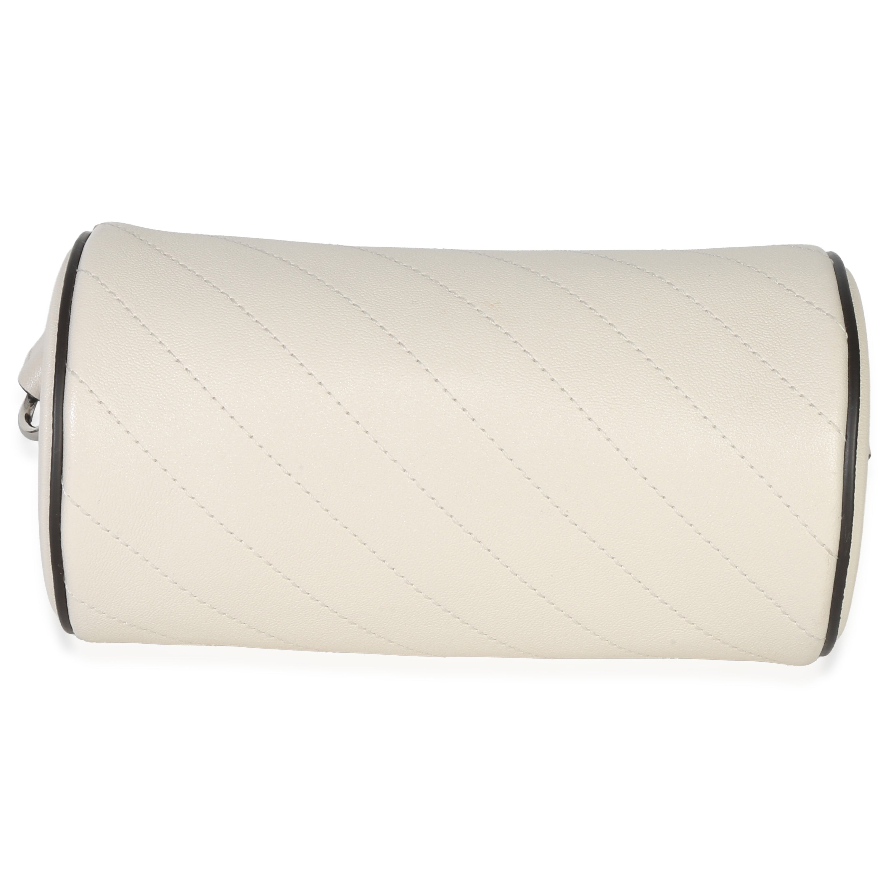 Gucci White Diagonal Quilted Calfskin Mini Blondie Barrel Bag