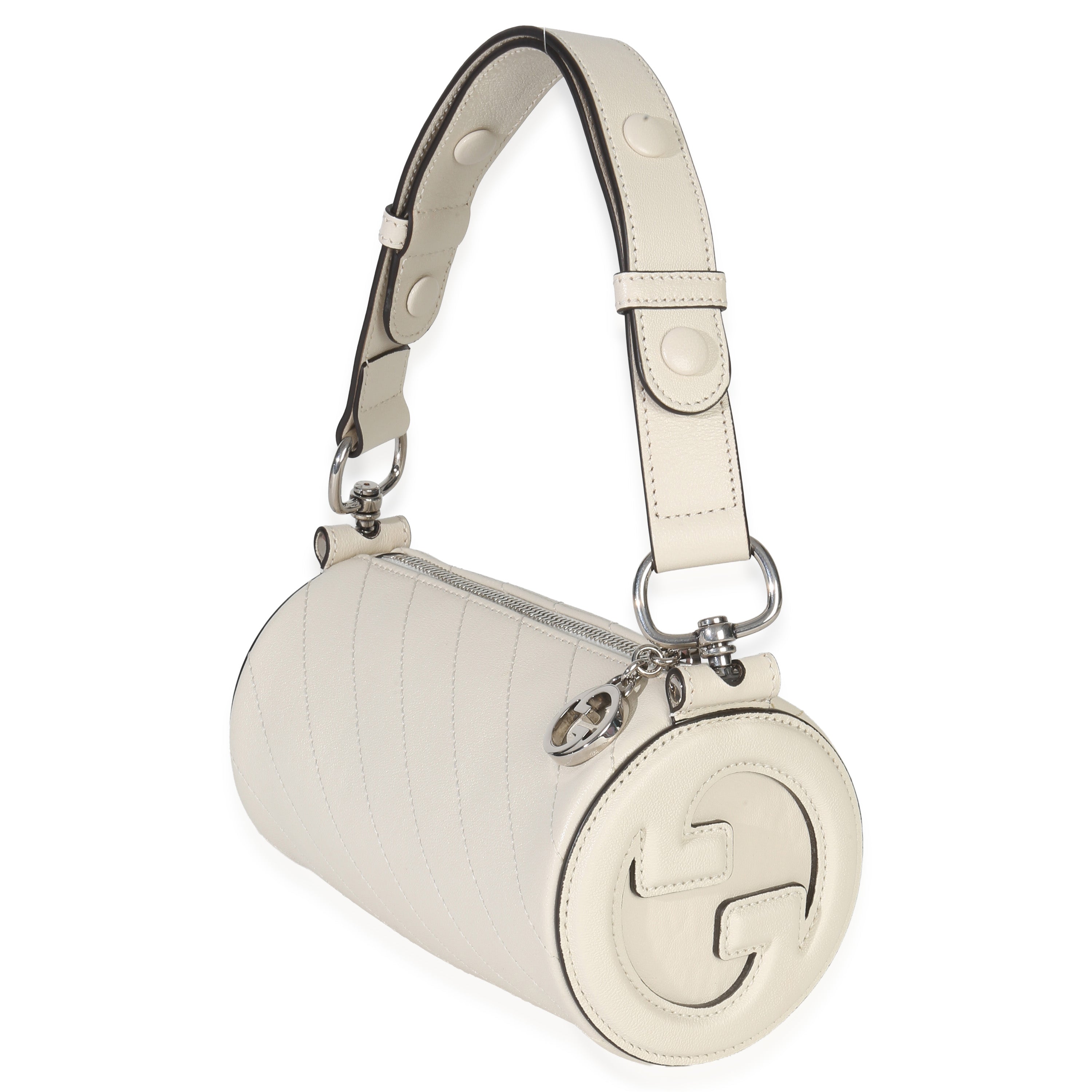 Gucci White Diagonal Quilted Calfskin Mini Blondie Barrel Bag