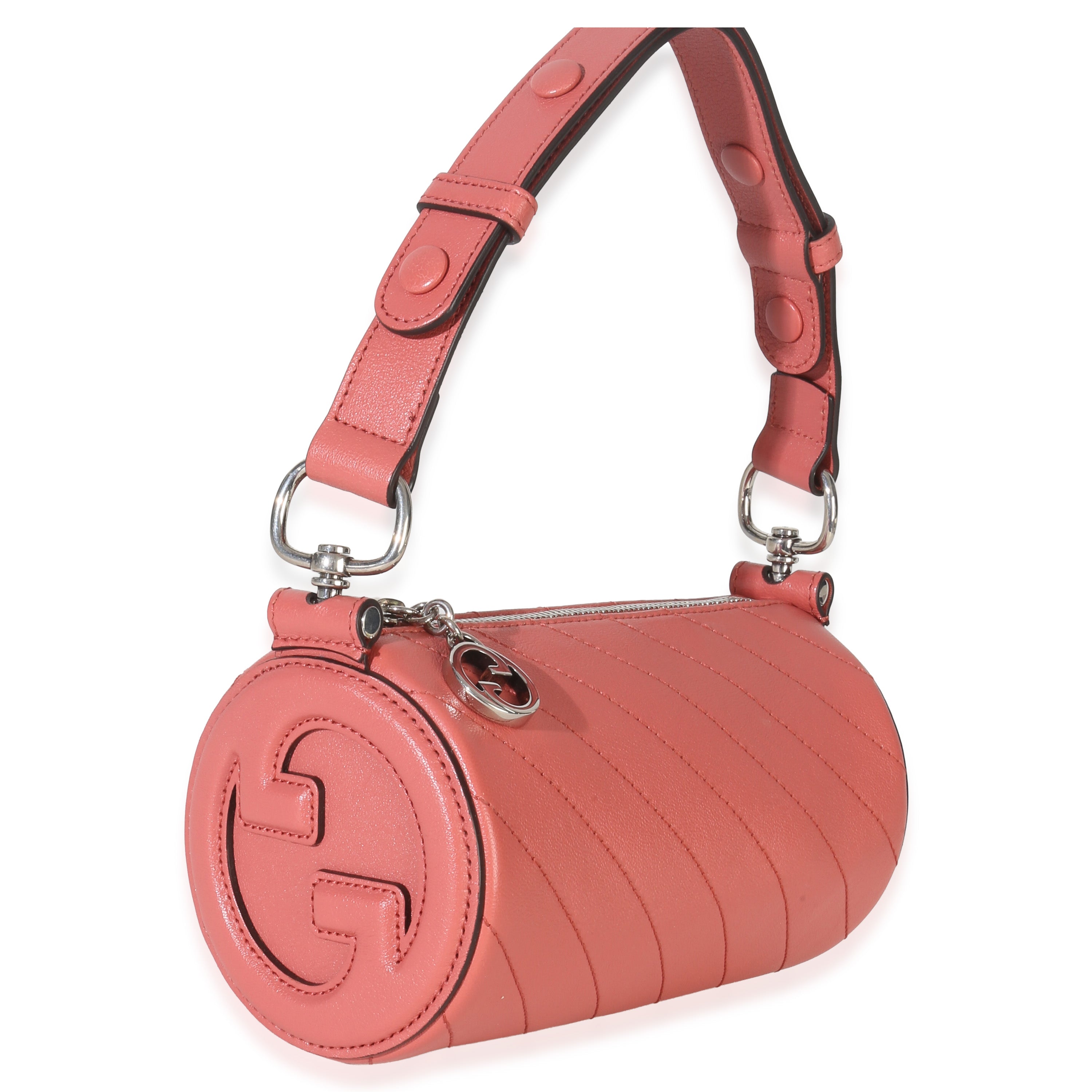 Gucci Pink Diagonal Quilted Calfskin Mini Blondie Barrel Bag