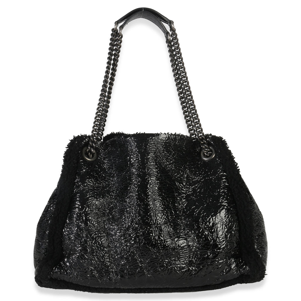 Gucci Black Patent Shearling Medium Soho Hobo