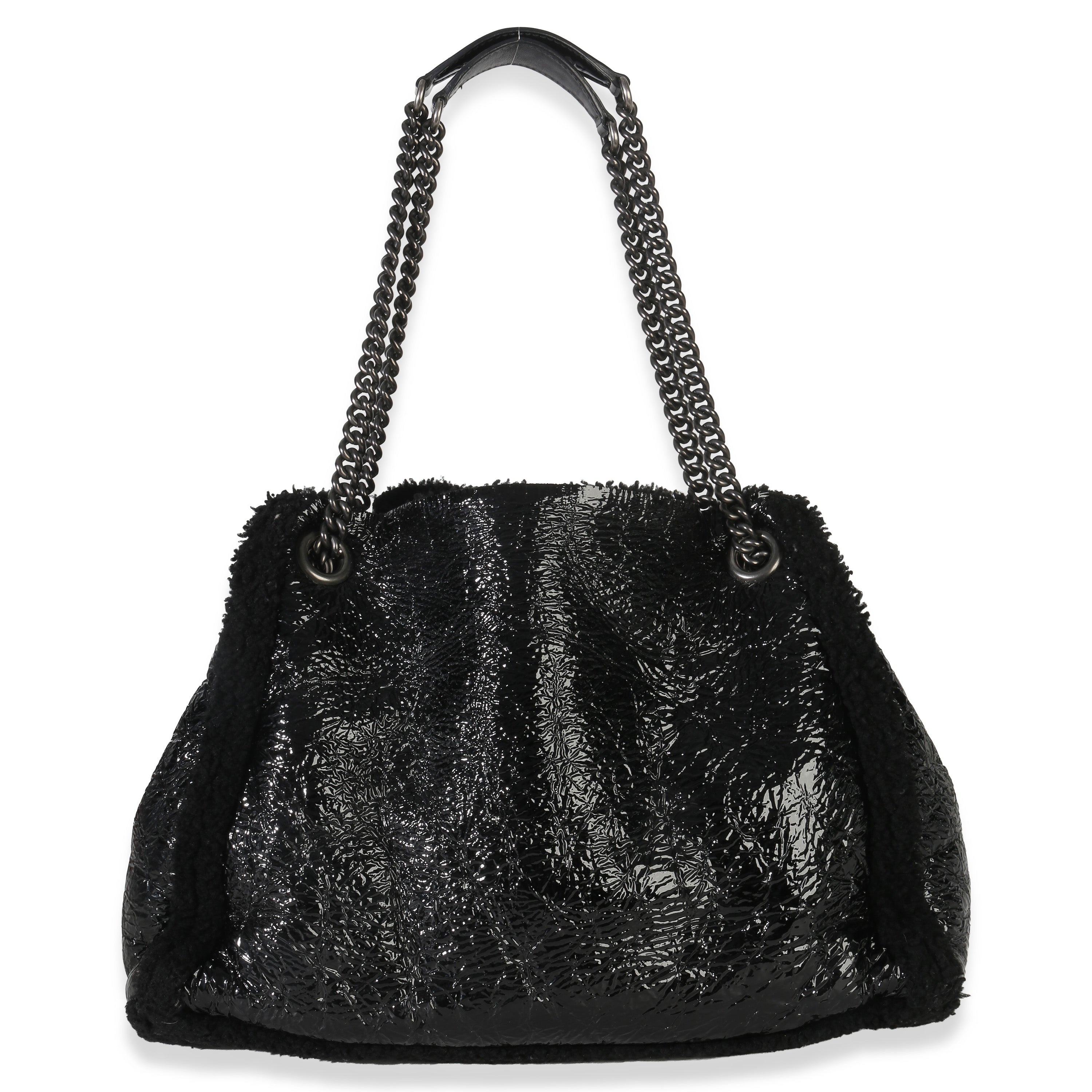 Gucci Black Patent Shearling Medium Soho Hobo