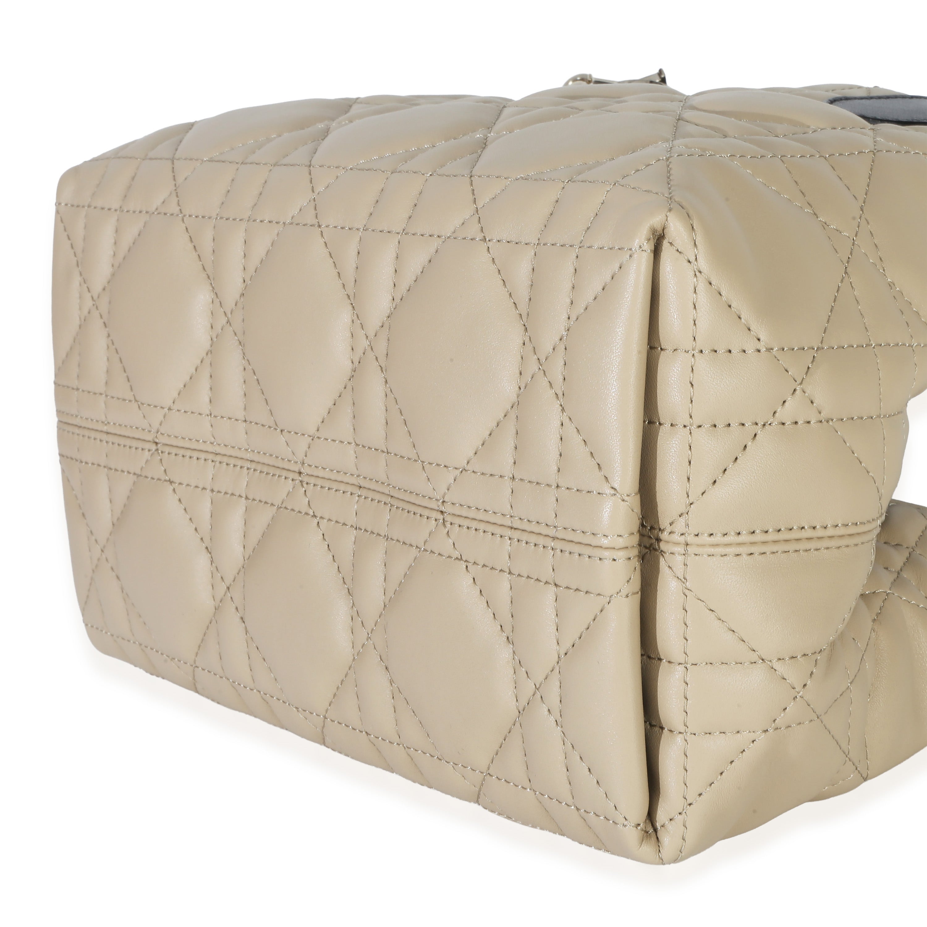 Christian Dior Rope Beige Black Calfskin Macrocannage Small Toujours