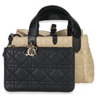 Christian Dior Rope Beige Black Calfskin Macrocannage Small Toujours