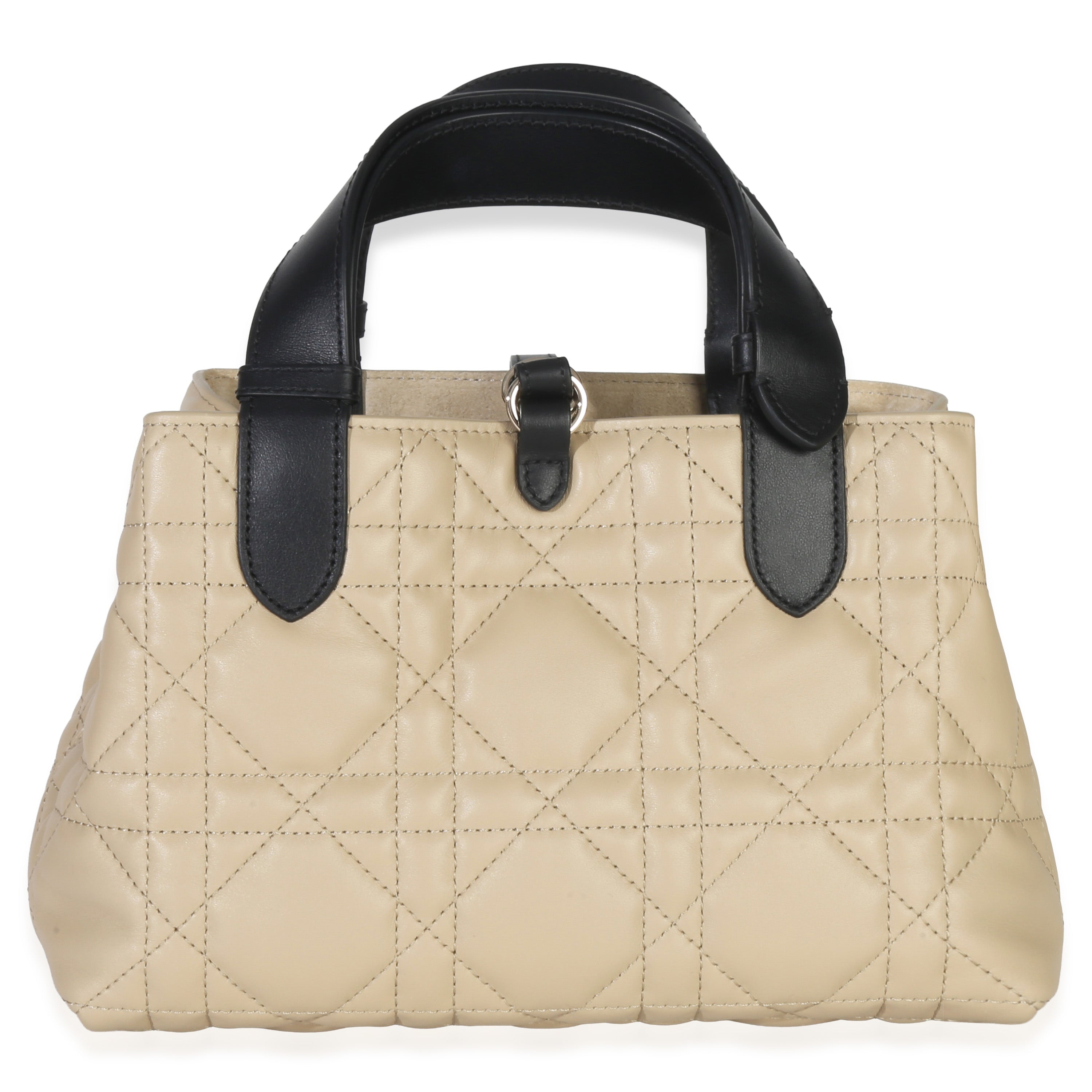 Christian Dior Rope Beige Black Calfskin Macrocannage Small Toujours