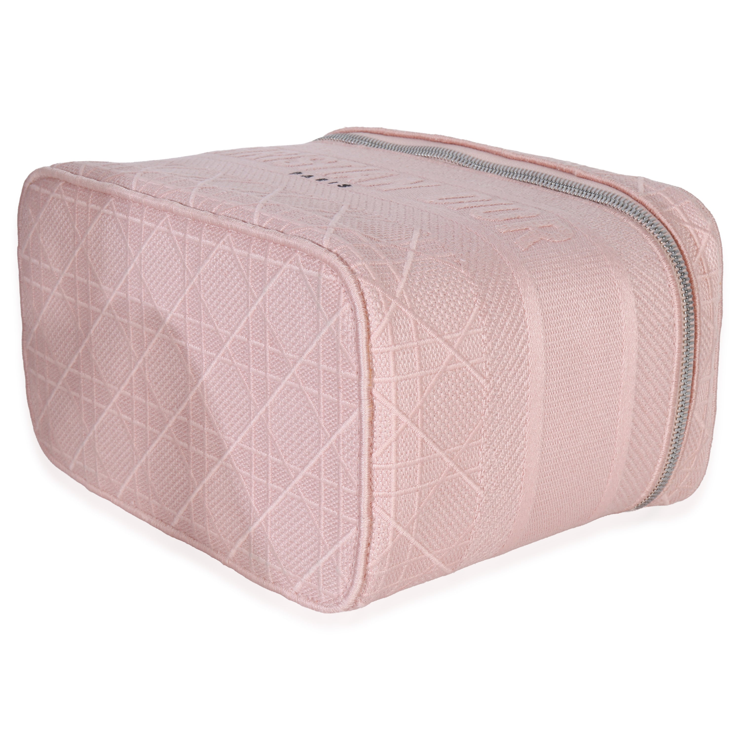 Christian Dior Pink Canvas Embroidered Cannage DiorTravel Vanity Case