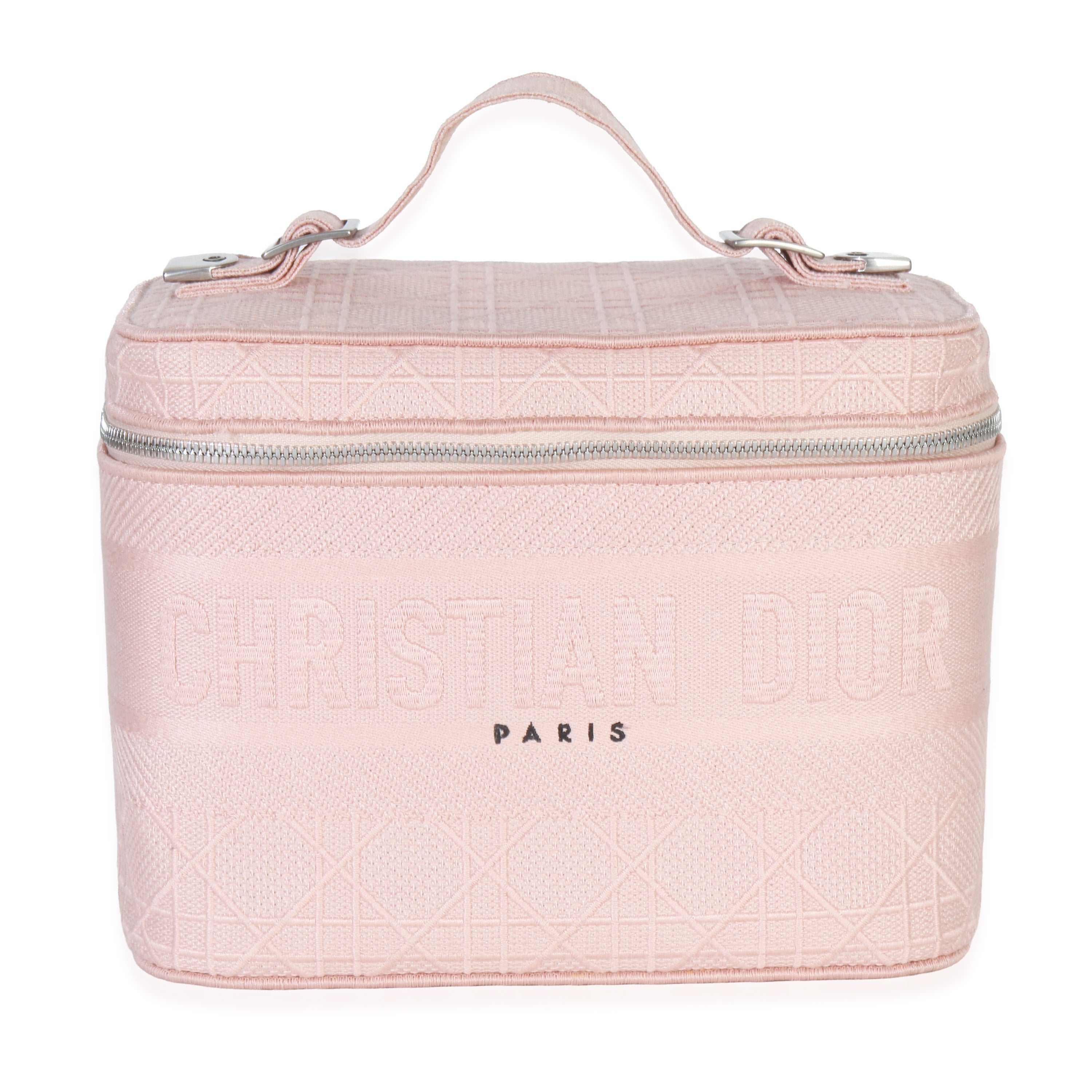 Christian Dior Pink Canvas Embroidered Cannage DiorTravel Vanity Case