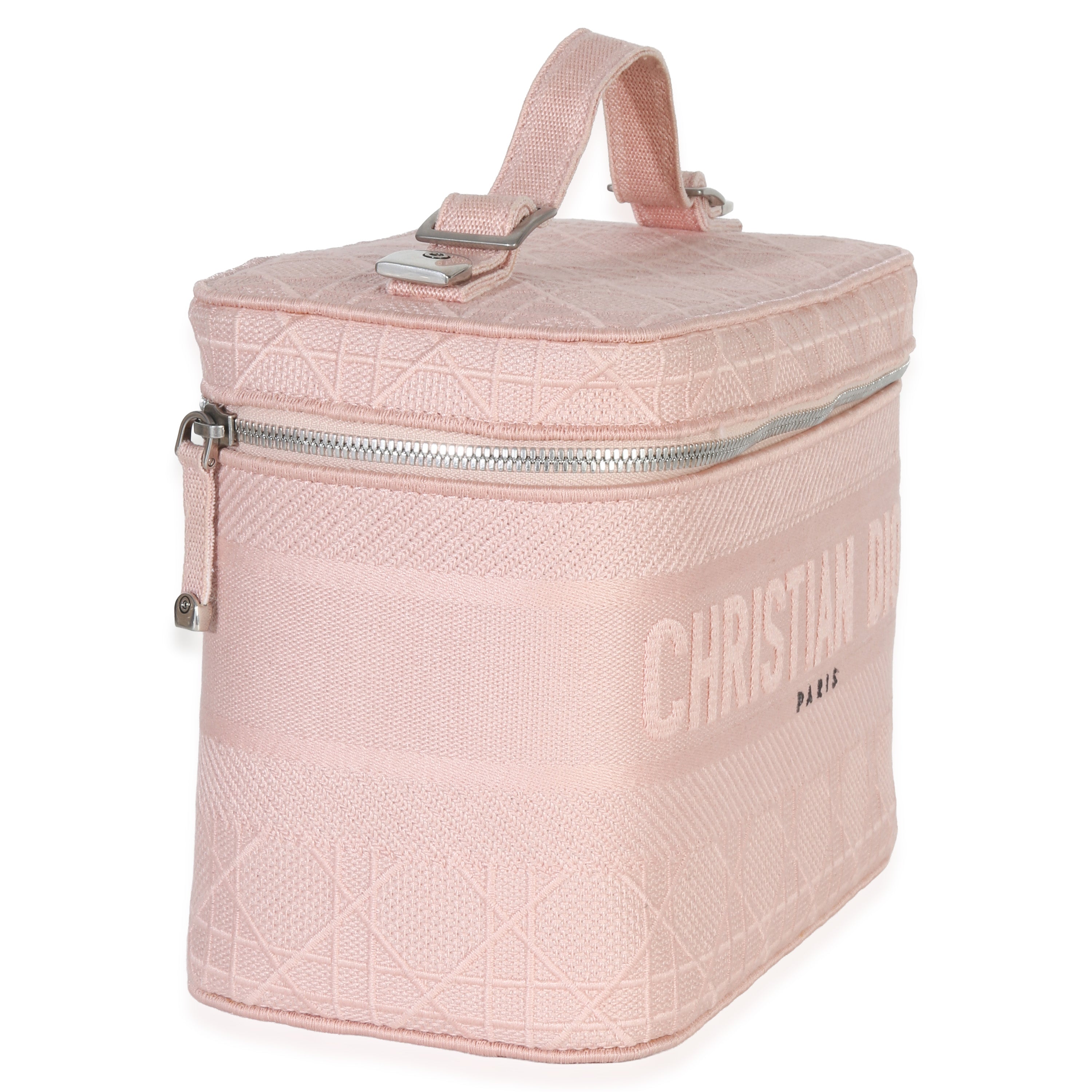 Christian Dior Pink Canvas Embroidered Cannage DiorTravel Vanity Case