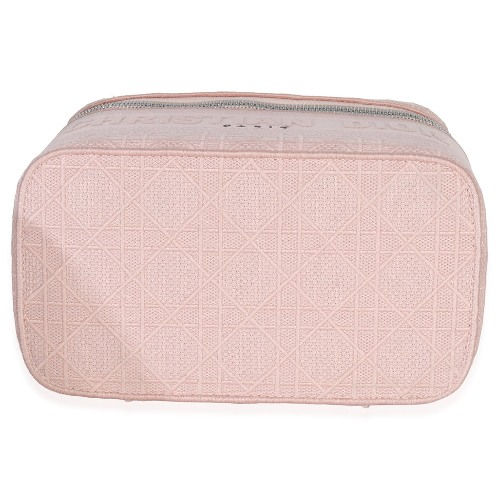Christian Dior Pink Canvas Embroidered Cannage DiorTravel Vanity Case