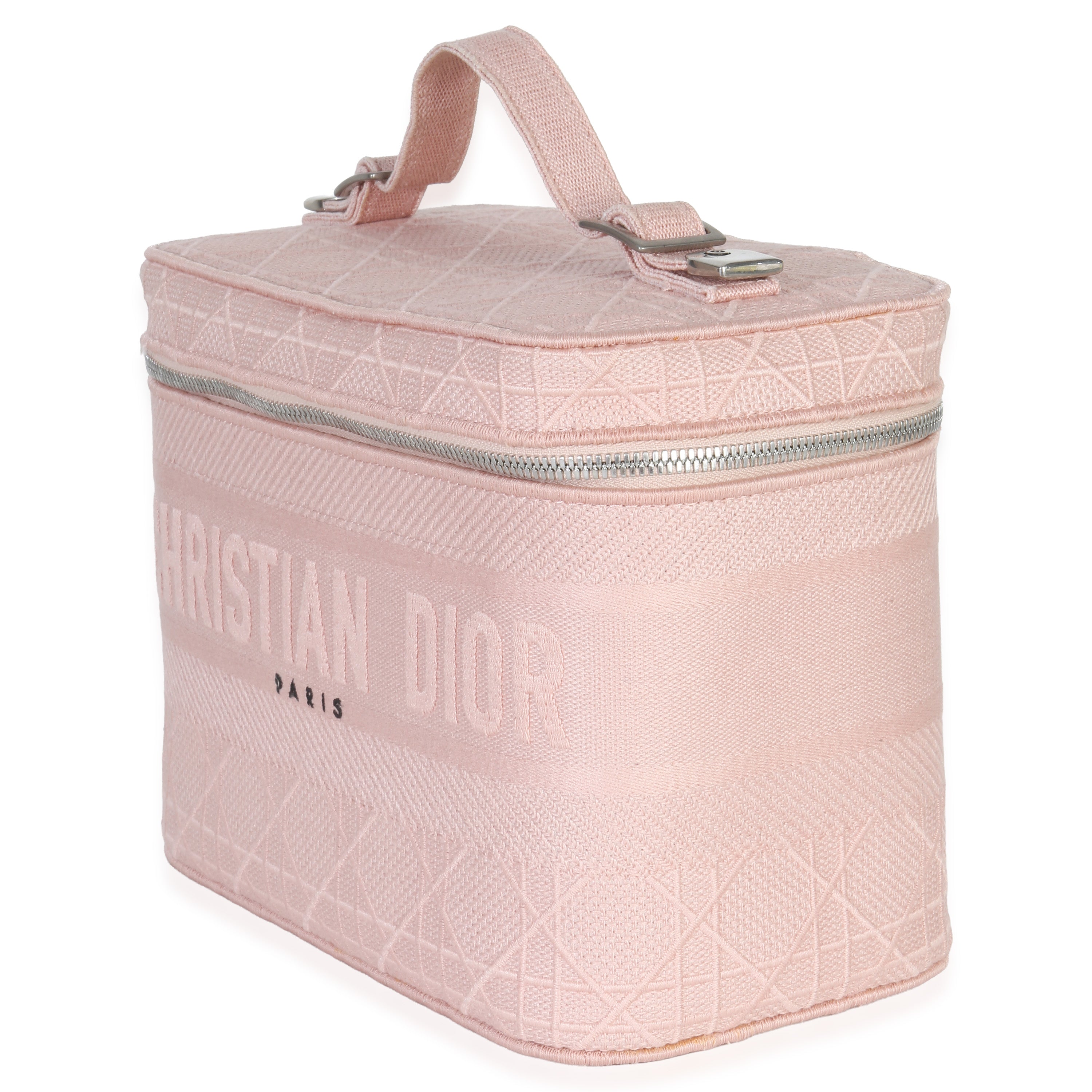 Christian Dior Pink Canvas Embroidered Cannage DiorTravel Vanity Case