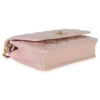 Chanel Pink Quilted Lambskin CC Pearl Crush Wallet On Chain